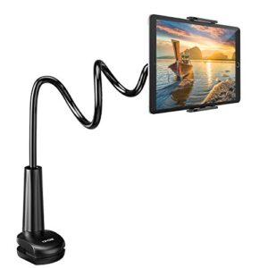 gooseneck tablet holder stand for bed: tryone adjustable flexible arm tablets mount clamp on table compatible with ipad air mini | galaxy tabs | kindle fire | switch or other 4.7 -10.5" devices