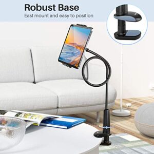 Gooseneck Tablet Holder Stand for Bed: Tryone Adjustable Flexible Arm Tablets Mount Clamp on Table Compatible with iPad Air Mini | Galaxy Tabs | Kindle Fire | Switch or Other 4.7 -10.5" Devices