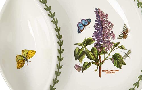 Portmeirion Botanic Garden Divided Serving Dish | 6 Inch Round Serving Platter with Lilac Design | Made from Porcelain | Dishwasher and Microwave Safe