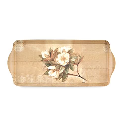 Pimpernel Sugar Magnolia Collection Sandwich Tray | Serving Platter | Crudité and Appetizer Tray | Made of Melamine | Measures 15.1" x 6.5" | Dishwasher Safe