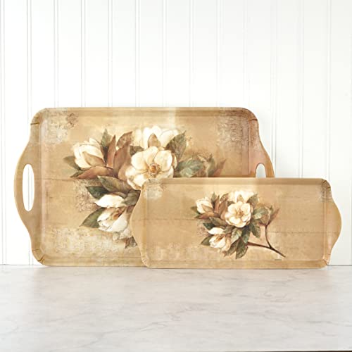 Pimpernel Sugar Magnolia Collection Sandwich Tray | Serving Platter | Crudité and Appetizer Tray | Made of Melamine | Measures 15.1" x 6.5" | Dishwasher Safe