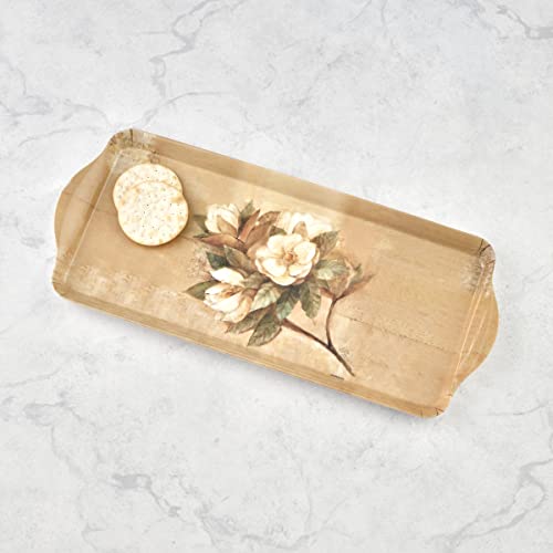 Pimpernel Sugar Magnolia Collection Sandwich Tray | Serving Platter | Crudité and Appetizer Tray | Made of Melamine | Measures 15.1" x 6.5" | Dishwasher Safe