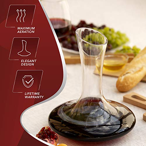 Le Chateau Wine Decanter - Hand Blown Lead-free Crystal Glass Wine Decanters and Carafes - Full Bottle (750ml) Wine Pitcher Aerates Wine for Maximum Aroma and Taste - Large Decanter Wine Aerator