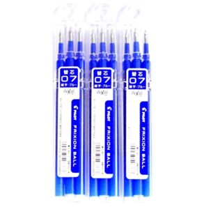 pilot frixion gel ink pen refill 07, blue(lfbkrf30f3l), 0.7mm, 3 refills x 3 pack/total 9 refills