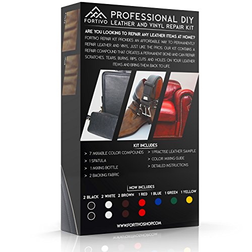 Leather and Vinyl Repair Kit - Furniture, Couch, Car Seats, Sofa, Jacket, Purse, Belt, Shoes | Genuine, Italian, Bonded, Bycast, PU, Pleather |No Heat Required | Repair & Restore