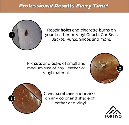 Leather and Vinyl Repair Kit - Furniture, Couch, Car Seats, Sofa, Jacket, Purse, Belt, Shoes | Genuine, Italian, Bonded, Bycast, PU, Pleather |No Heat Required | Repair & Restore