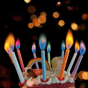 angel flames birthday cake candles happy birthday candles with colored flames (12pcs per box, holders included) (12, medium)