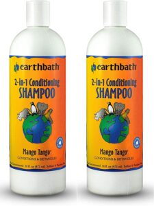 earthbath 2-in-1 conditioning shampoo for pets, – dog shampoo and conditioner, conditions & detangles, made in usa – mango tango, 16oz (pack of 2)