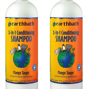 earthbath 2-in-1 Conditioning Shampoo for Pets, – Dog Shampoo and Conditioner, Conditions & Detangles, Made in USA – Mango Tango, 16oz (Pack of 2)