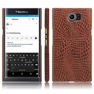 blackberry priv case, hualubro vintage cases series, premium crocodile pattern pu leather case back cover for blackberry priv smartphone (crocodile cover brown)