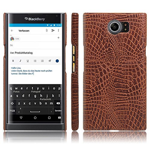 BlackBerry Priv Case, HualuBro Vintage Cases Series, Premium Crocodile Pattern PU Leather Case Back Cover for BlackBerry Priv Smartphone (Crocodile Cover Brown)