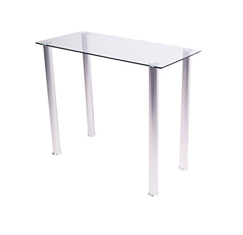 RTA Home and Office White Tempered Glass Utility Desk or Utility Stand