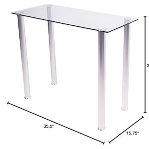 RTA Home and Office White Tempered Glass Utility Desk or Utility Stand