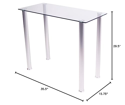 RTA Home and Office White Tempered Glass Utility Desk or Utility Stand