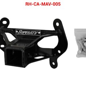 SuperATV Rear Receiver Hitch for Can-Am Maverick (See Fitment) | Easy Bolt-on Design | 4.5mm Heavy-Duty Carbon Steel | Tow up to 1650 lbs l Fits Standard 2" Attachments