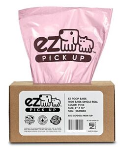 ez 1000 pet waste disposal dog poop bags, pickup bags pink (single roll, not on small rolls)