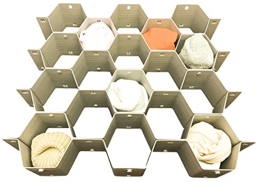 Zoie + Chloe 18-Compartment Honeycomb Drawer Divider Organizer - Underwear Socks Bras Ties Belts Scarves