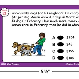 Teacher Created Resources Power Pen Learning Cards: Solving Word Problems Grade 4 (6999)