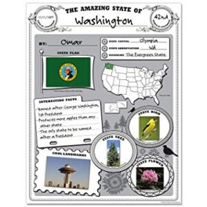 Teacher Created Resources Amazing State Poster Pack, Black, white, 17 x 22 Inch