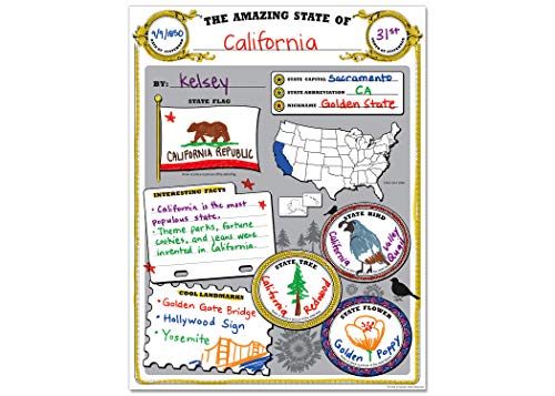 Teacher Created Resources Amazing State Poster Pack, Black, white, 17 x 22 Inch