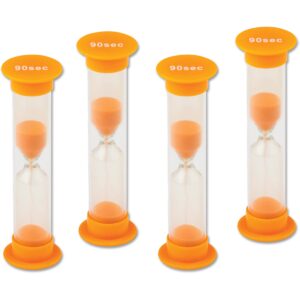teacher created resources tcr20693 90 second small sand timers (pack of 4), orange
