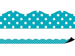 teacher created resources teal polka dots magnetic border (tcr77257)
