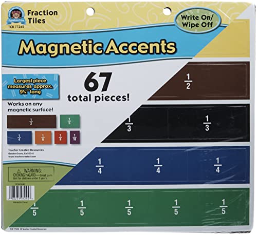 Teacher Created Resources Fraction Tiles Magnetic Accents (77245), Multi