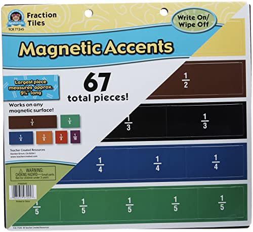 Teacher Created Resources Fraction Tiles Magnetic Accents (77245), Multi