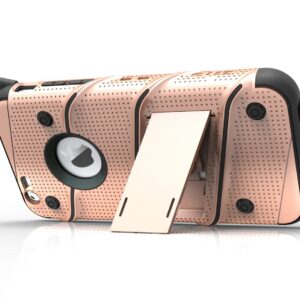 Zizo Dual Layer Military Grade Kickstand Bolt Holster Cover with 9H Tempered Glass Screen Protector for iPhone 6/ 6s - Rose Gold/ Black