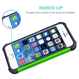 Jeylly iPhone SE Case (1st gen - 2016), iPhone 5S Cover, Shock Absorbing Hard Plastic Outer + Rubber Silicone Inner Scratch Defender Bumper Rugged Hard Case Cover for Apple iPhone SE/5S - Green