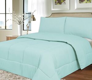 sweet home collection down alternative polyester comforter box stitch microfiber bedding - twin, light blue
