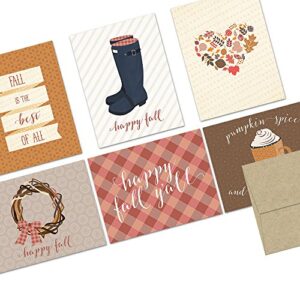 note card cafe autumn cards with kraft envelopes | 72 pack | it's fall y'all designs | blank inside, glossy finish | holiday, winter, christmas