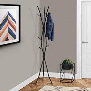 Monarch Specialties Coat Rack - Coat Tree with 8 Hooks, Hammered Metal 74" H (Black)