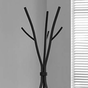 Monarch Specialties Coat Rack - Coat Tree with 8 Hooks, Hammered Metal 74" H (Black)