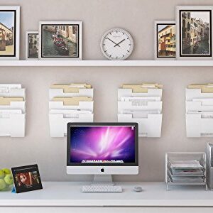 Wallniture Lisbon Wall File Holder Organizer for Office Storage, 3-Tier Mail and Magazine Holder Metal White