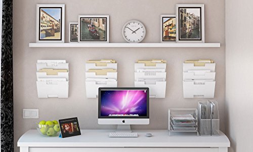 Wallniture Lisbon Wall File Holder Organizer for Office Storage, 3-Tier Mail and Magazine Holder Metal White