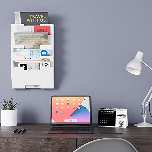 Wallniture Lisbon Metal Wall File Holder Organizer, Wall Mount File Holder, 5-Tier Office Decor and Magazine Holder, File Folders Letter Size White Rack