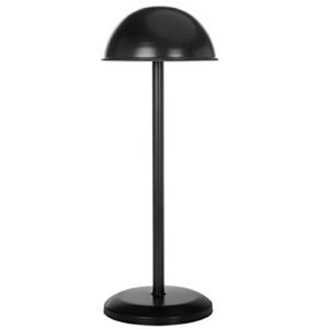 MyGift Black Metal Adjustable Height Pedestal Hat Stand and Wig Display Rack Holder with Dome Design for Baseball Caps, Fedora, Wigs