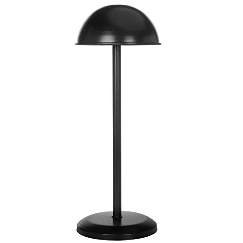 MyGift Black Metal Adjustable Height Pedestal Hat Stand and Wig Display Rack Holder with Dome Design for Baseball Caps, Fedora, Wigs