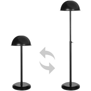 MyGift Black Metal Adjustable Height Pedestal Hat Stand and Wig Display Rack Holder with Dome Design for Baseball Caps, Fedora, Wigs