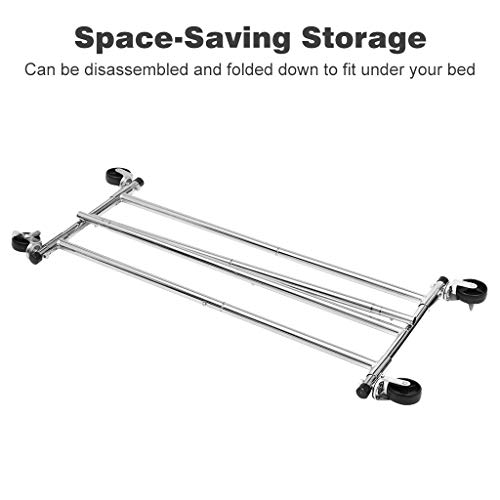 LANGRIA Heavy Duty Garment Rack Commercial Grade Adjustable Clothing Rack Supreme Rolling Rack Steel Adjustable Clothes Rack, Chrome Finish