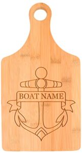 customized boating gift nautical boat name anchor personalized paddle shaped bamboo cutting board