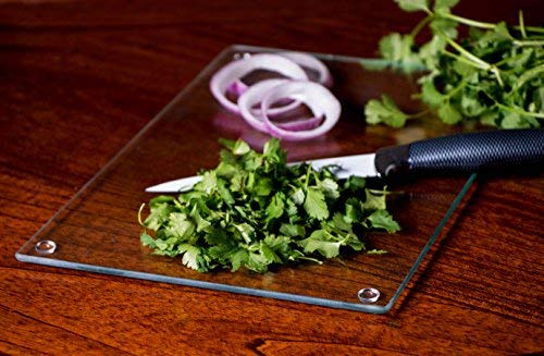 clever chef Shape Variety Pack of 6 Clear Glass Cutting Boards Shatter-Resistant, Durable, Stain-Resistant, Dishwasher Safe, and Non-Slip