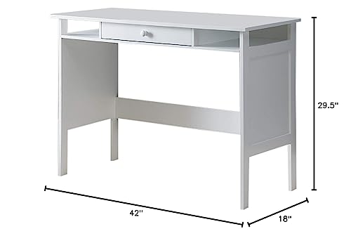 Kings Brand Furniture Home & Office Parsons Wood Desk with Drawer, White