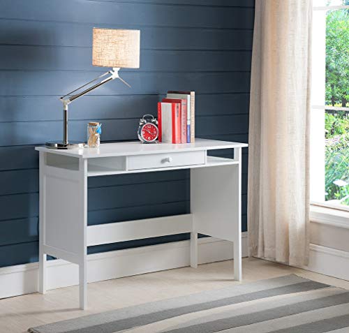 Kings Brand Furniture Home & Office Parsons Wood Desk with Drawer, White