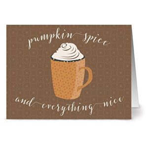 note card cafe fall greeting card set with envelopes | 24 pack | blank inside, glossy finish | happy fall pumpkin spice | bulk set for greeting cards, occasions, birthdays