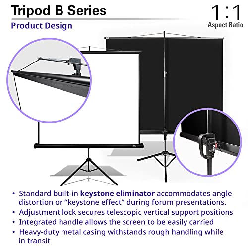 Elite Screens Tripod B, 71-INCH 1:1, Lightweight Pull Up Foldable Stand, Manual, Movie Home Theater Projector Screen, 4K / 8K Ultra HDR 3D Ready, 2-YEAR WARRANTY, T71SB-Z