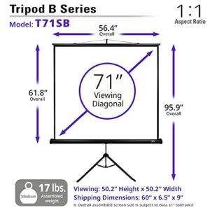 Elite Screens Tripod B, 71-INCH 1:1, Lightweight Pull Up Foldable Stand, Manual, Movie Home Theater Projector Screen, 4K / 8K Ultra HDR 3D Ready, 2-YEAR WARRANTY, T71SB-Z