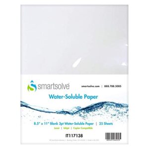 smartsolve - it117138 3pt water-soluble paper, 8.5" x 11", white (pack of 25)