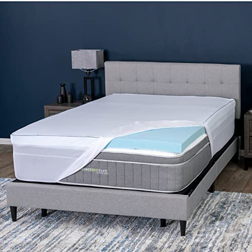 Nature’s Sleep by GhostBed - AirCool IQ 3 Inch Thick Density Gel Memory Foam Mattress Topper with Fitted Cover and 18 Inch Skirt - King